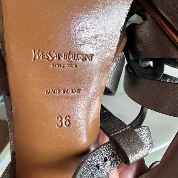 Ysl Saint Laurent Metallic Leather Tribute Sandals 36 - Picture 15 of 15